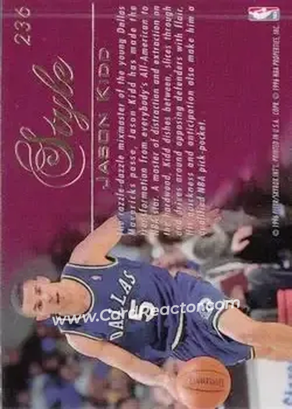 1995-96 Flair #236 - Jason Kidd - Dallas Mavericks - Back