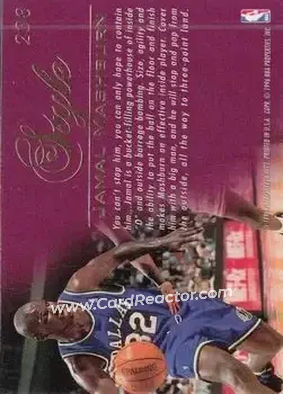 1995-96 Flair #238 - Jamal Mashburn - Dallas Mavericks - Back