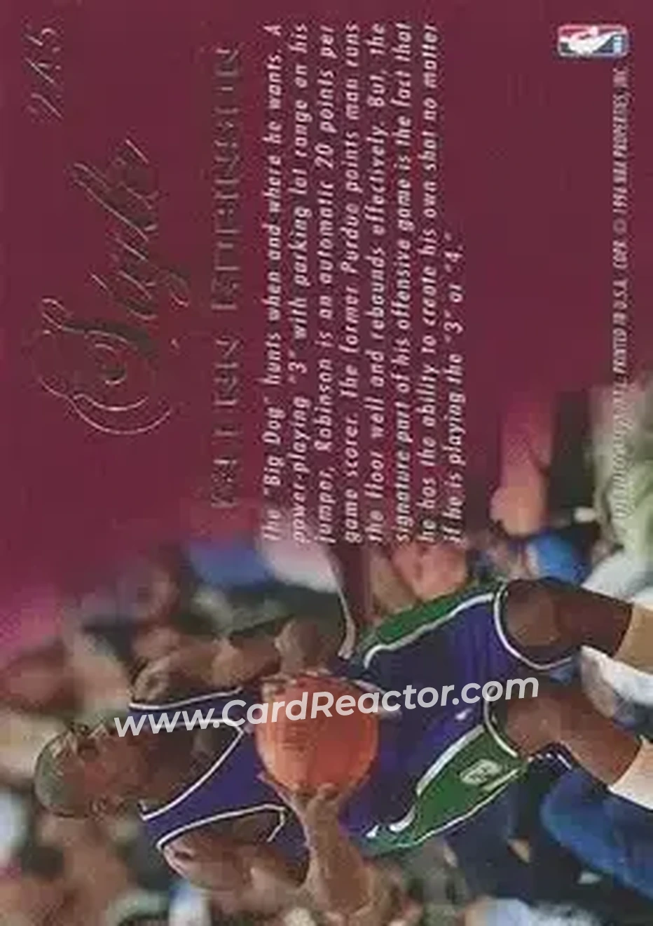 1995-96 Flair #245 - Glenn Robinson - Milwaukee Bucks - Back