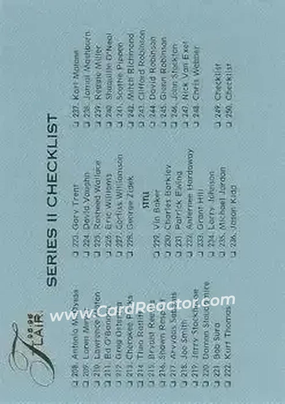 1995-96 Flair #250 - Card #250 - Front