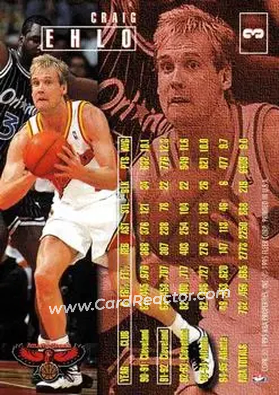 1995-96 Fleer #3 - Craig Ehlo - Atlanta Hawks - Back
