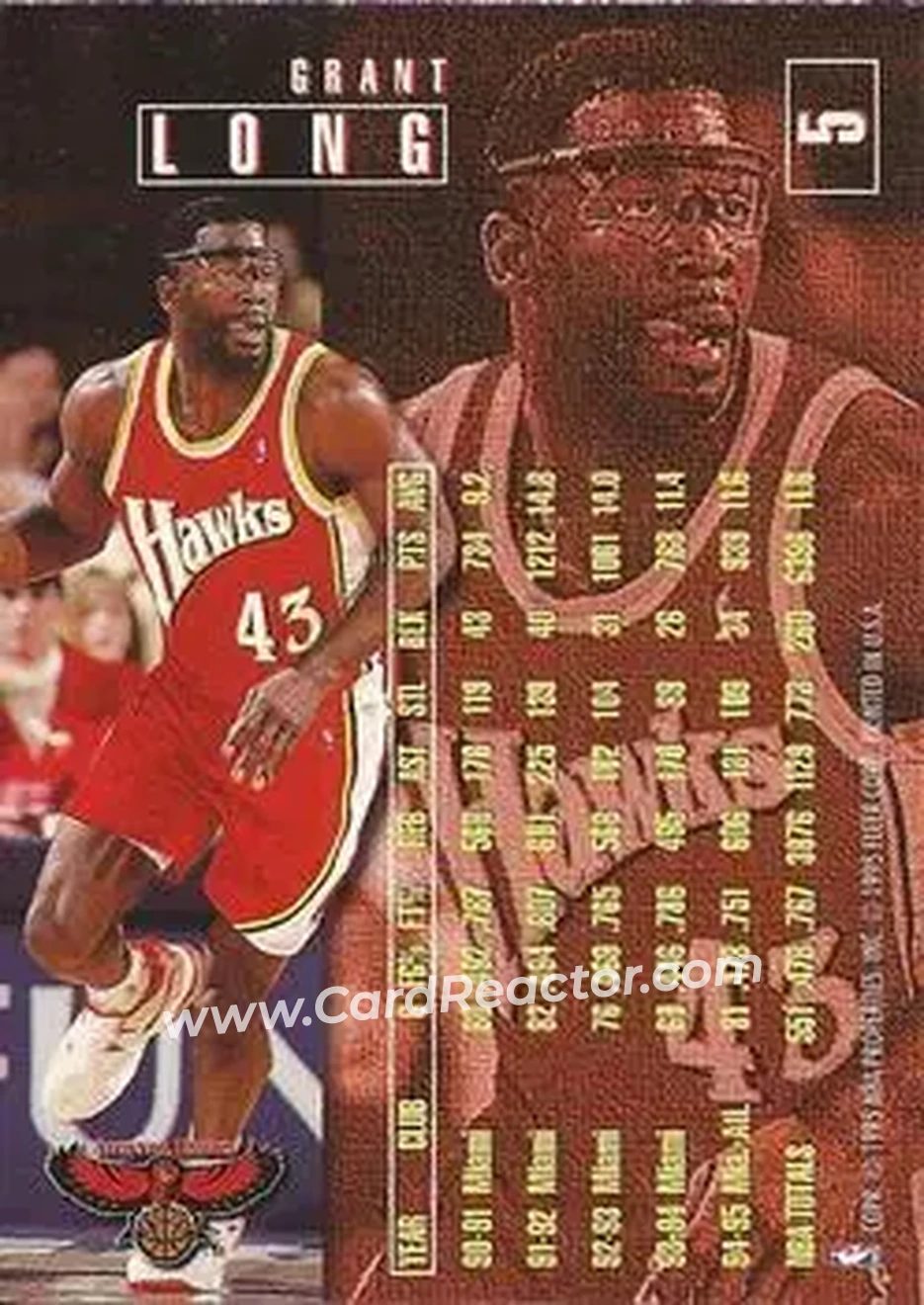 1995-96 Fleer #5 - Grant Long - Atlanta Hawks - Back