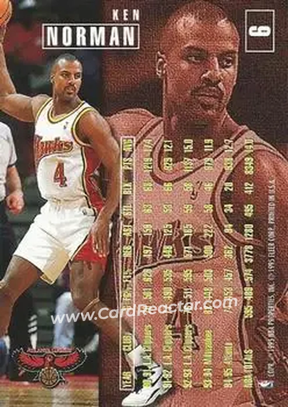 1995-96 Fleer #6 - Ken Norman - Atlanta Hawks - Back