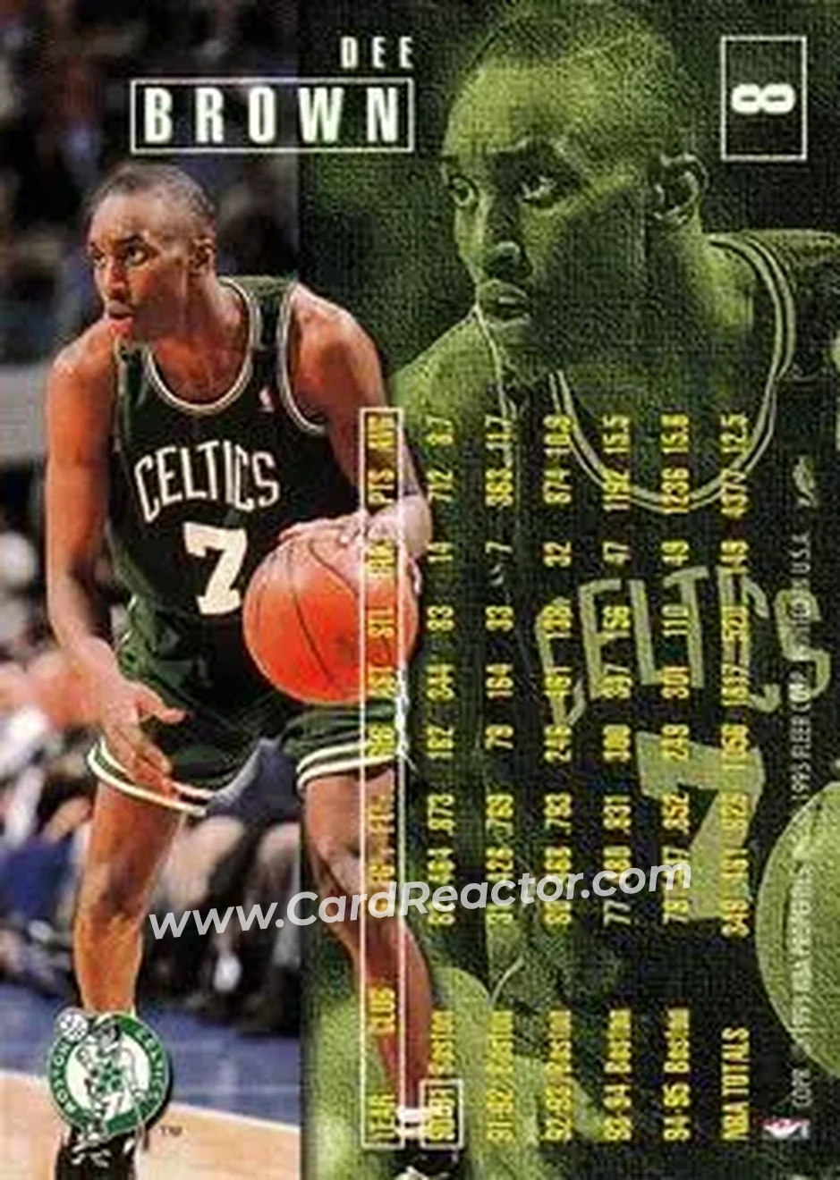 1995-96 Fleer #8 - Dee Brown - Boston Celtics - Back