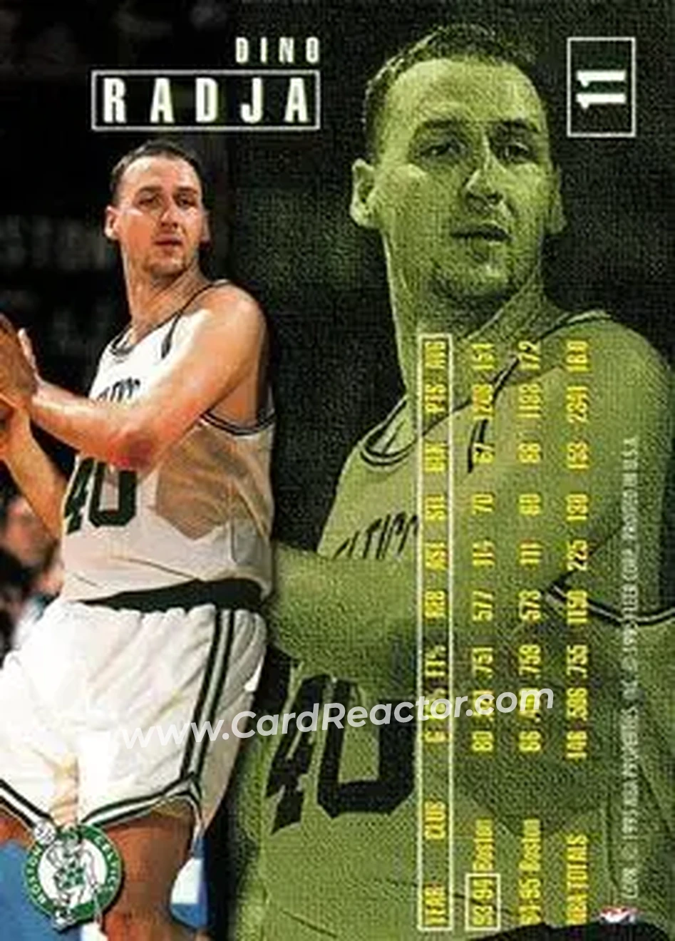1995-96 Fleer #11 - Dino Radja - Boston Celtics - Back