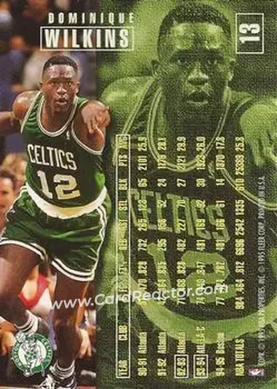 1995-96 Fleer #13 - Dominique Wilkins - Boston Celtics - Back