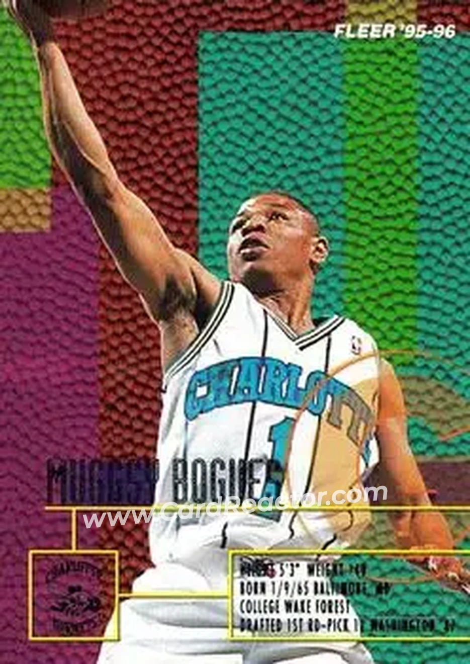 1995-96 Fleer #14 - Muggsy Bogues - Charlotte Hornets - Front