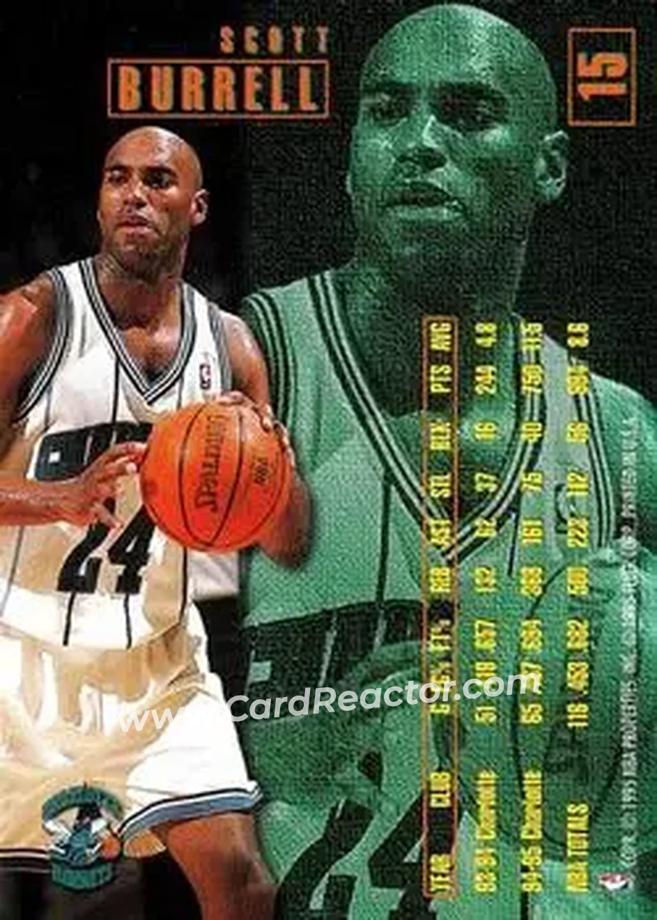 1995-96 Fleer #15 - Scott Burrell - Charlotte Hornets - Back