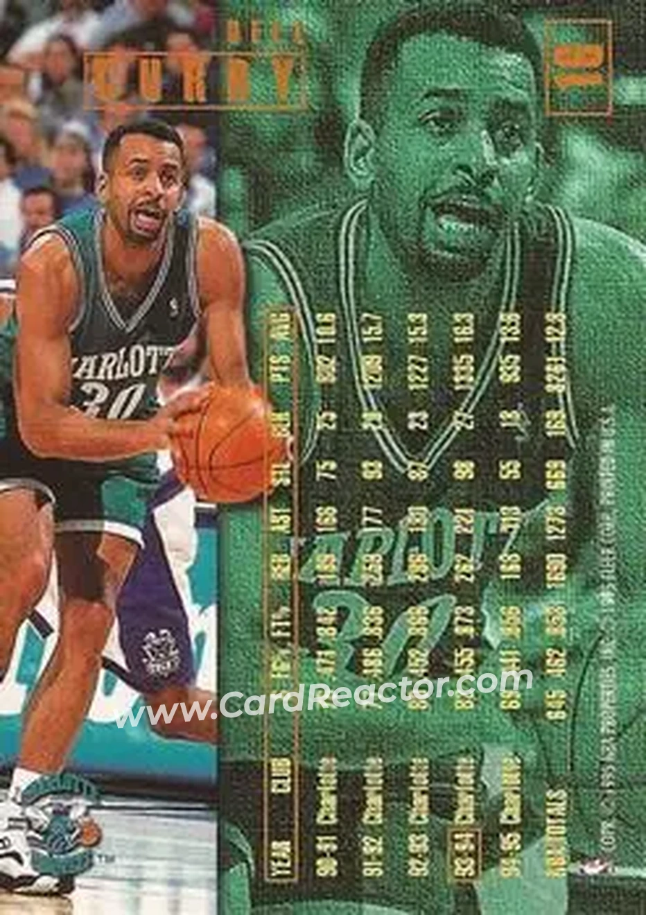 1995-96 Fleer #16 - Dell Curry - Charlotte Hornets - Back