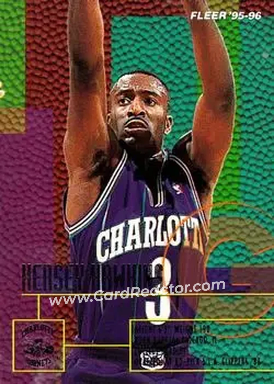 1995-96 Fleer #17 - Hersey Hawkins - Charlotte Hornets - Front