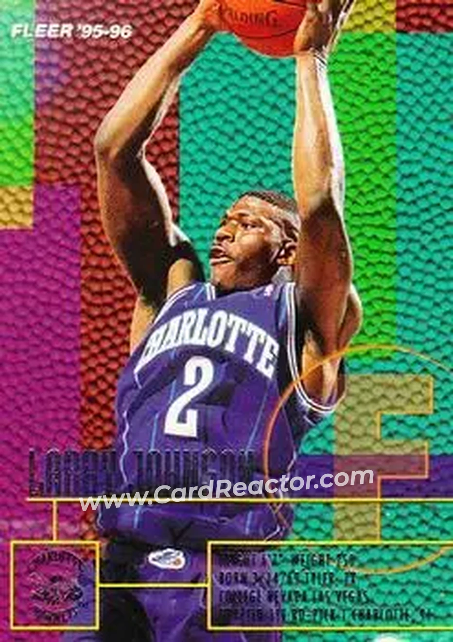 1995-96 Fleer #18 - Larry Johnson - Charlotte Hornets - Front