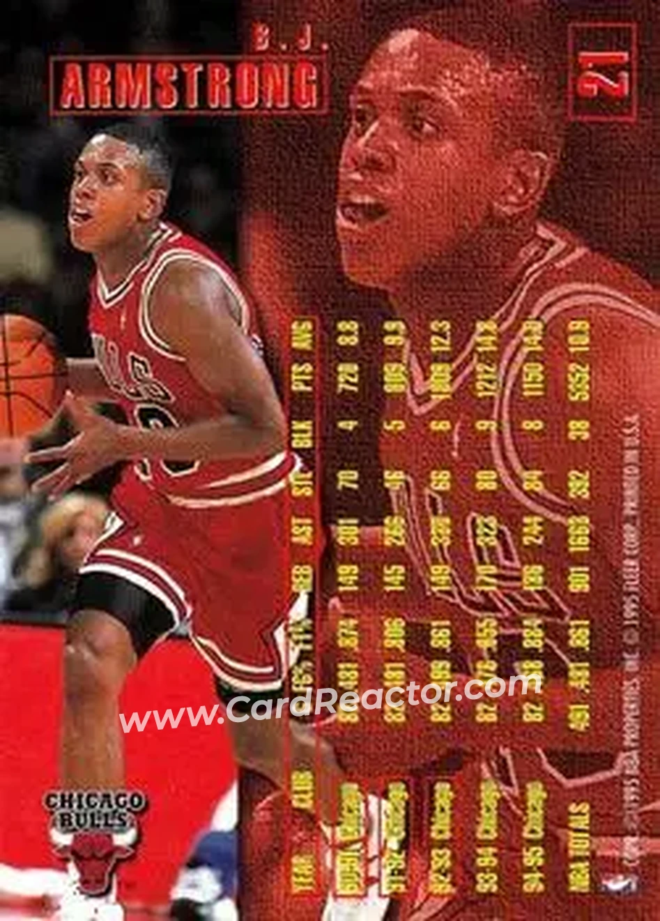 1995-96 Fleer #21 - B.J. Armstrong - Chicago Bulls - Back