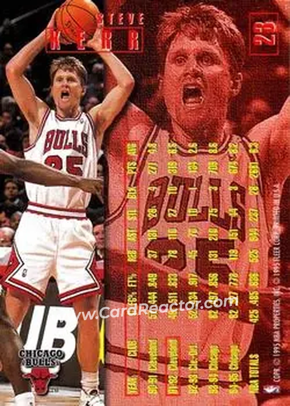 1995-96 Fleer #23 - Steve Kerr - Chicago Bulls - Back 1995-96 Fleer #23 - Steve Kerr - Chicago Bulls - Back
