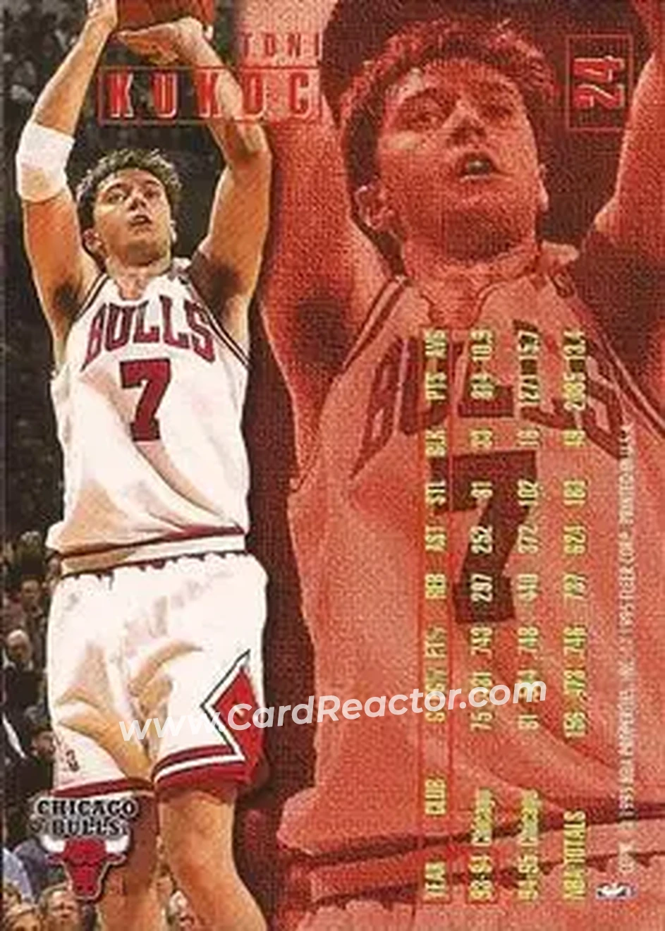 1995-96 Fleer #24 - Toni Kukoc - Chicago Bulls - Back