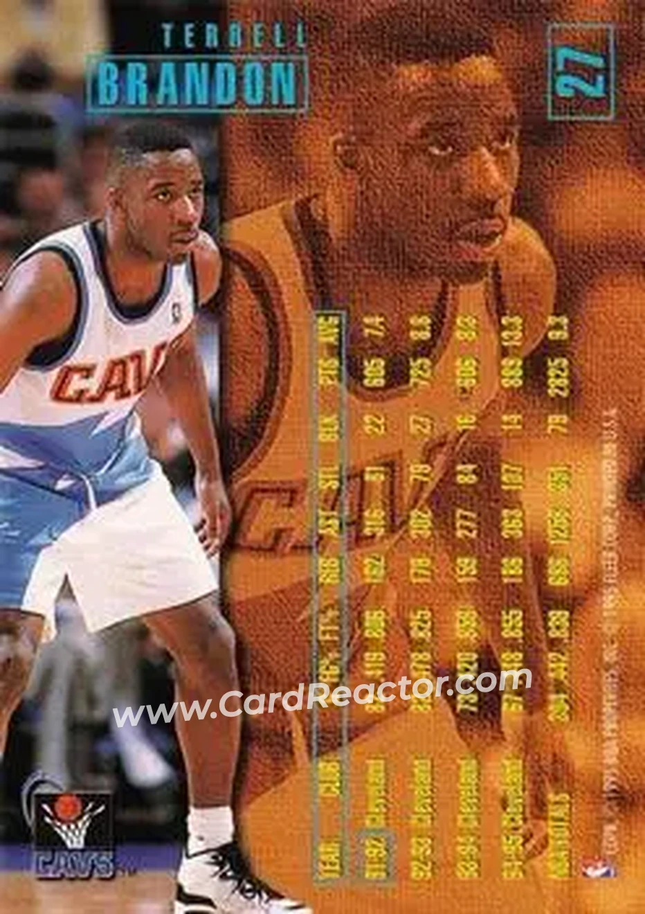 1995-96 Fleer #27 - Terrell Brandon - Cleveland Cavaliers - Back