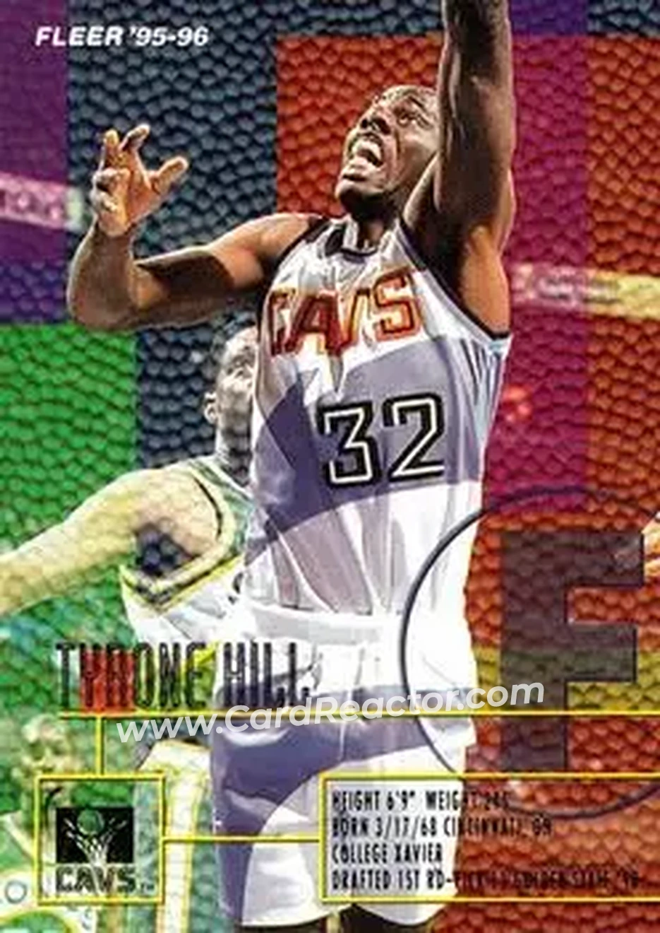 1995-96 Fleer #28 - Tyrone Hill - Cleveland Cavaliers - Front