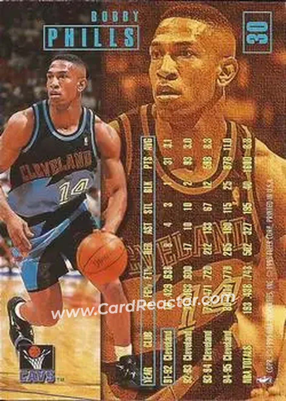 1995-96 Fleer #30 - Bobby Phills - Cleveland Cavaliers - Back