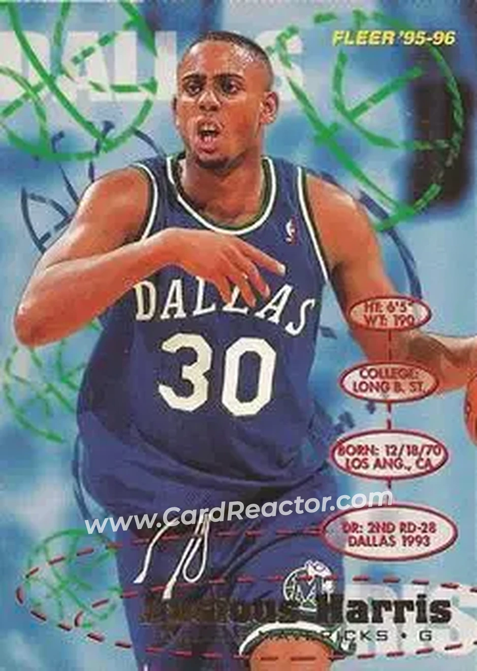 1995-96 Fleer #33 - Lucious Harris - Dallas Mavericks - Front