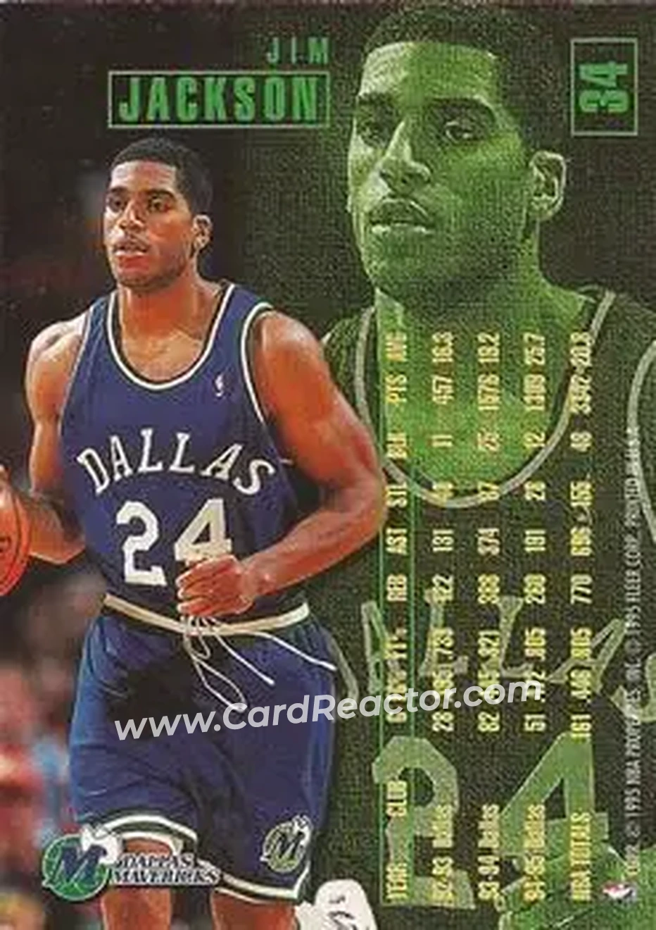 1995-96 Fleer #34 - Jim Jackson - Dallas Mavericks - Back