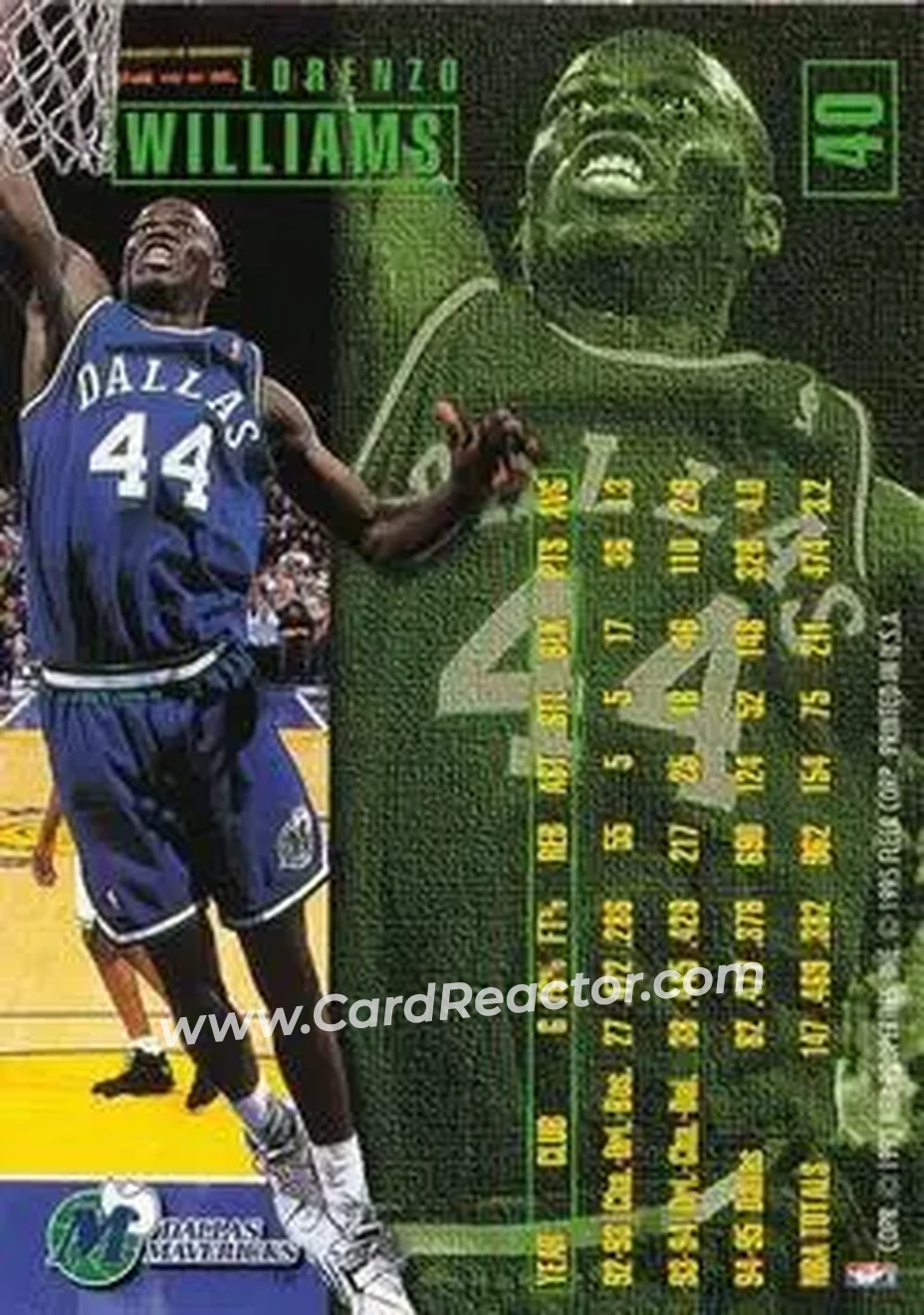 1995-96 Fleer #40 - Lorenzo Williams - Dallas Mavericks - Back