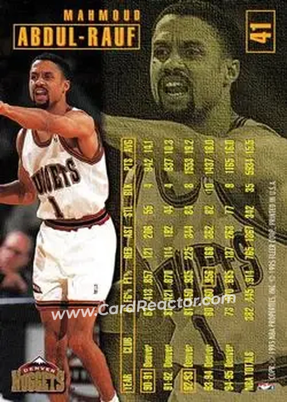 1995-96 Fleer #41 - Mahmoud Abdul-Rauf - Denver Nuggets - Back
