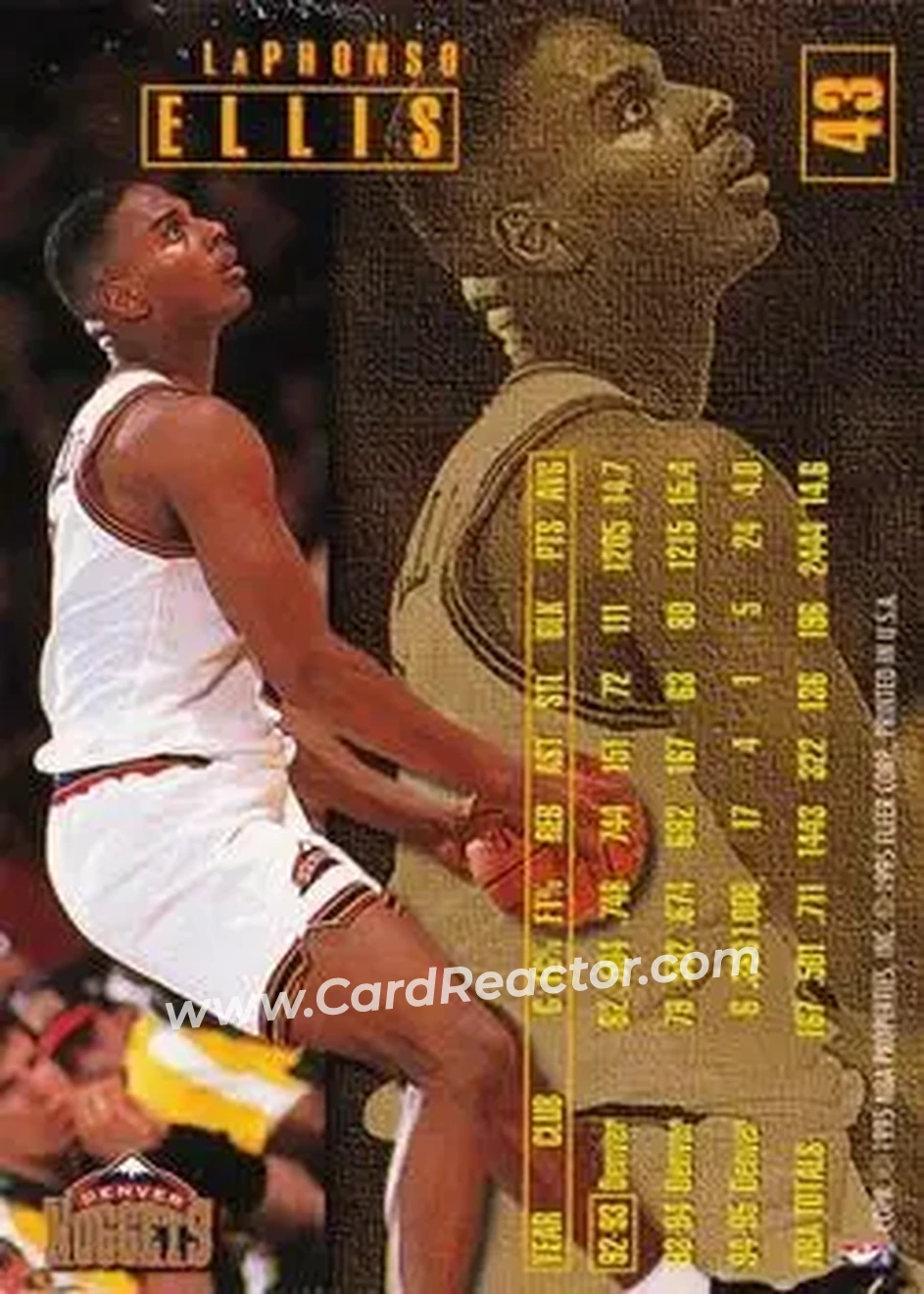 1995-96 Fleer #43 - LaPhonso Ellis - Denver Nuggets - Back
