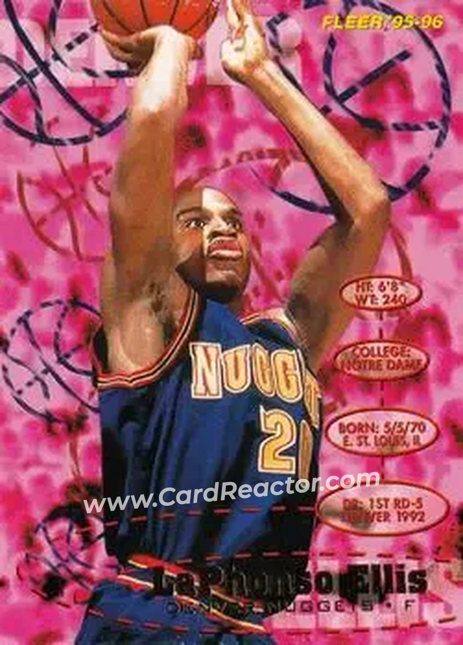 1995-96 Fleer #43 - LaPhonso Ellis - Denver Nuggets - Front