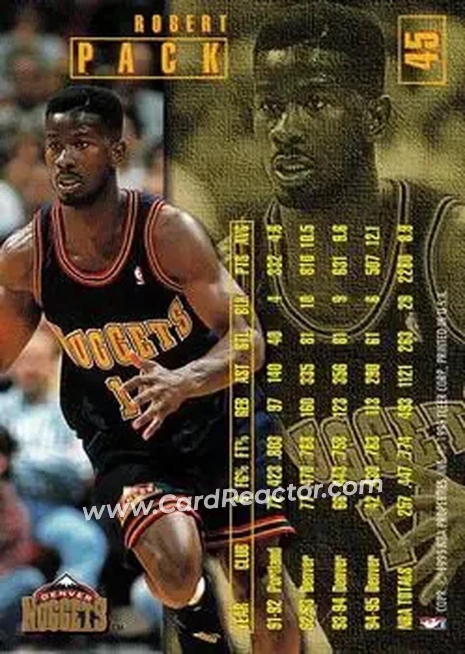 1995-96 Fleer #45 - Robert Pack - Denver Nuggets - Back