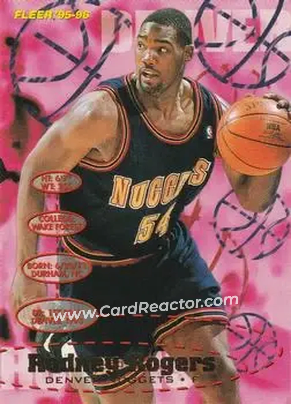 1995-96 Fleer #46 - Rodney Rogers - Denver Nuggets - Front