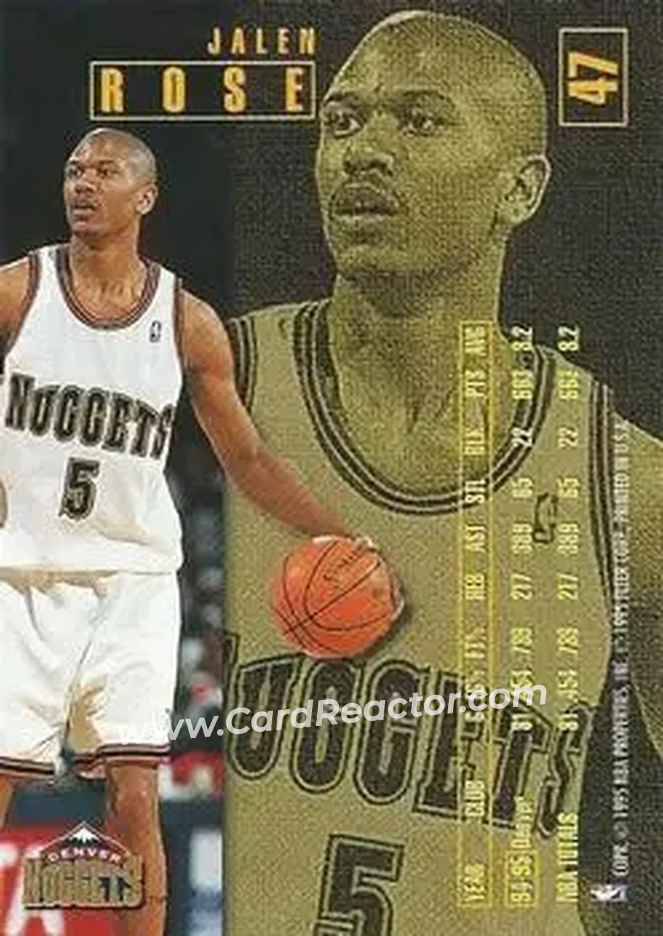 1995-96 Fleer #47 - Jalen Rose - Denver Nuggets - Back