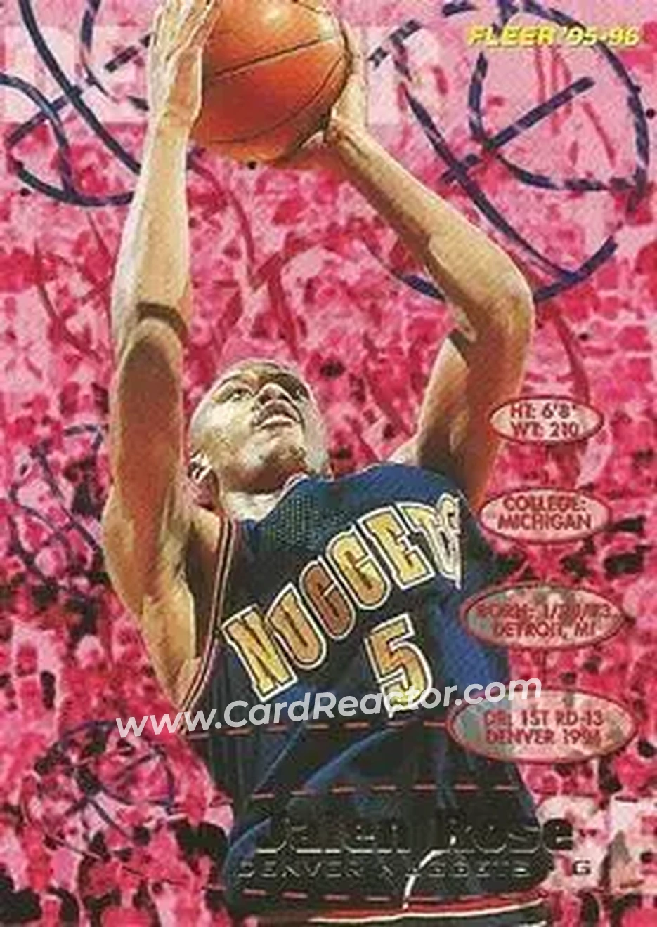 1995-96 Fleer #47 - Jalen Rose - Denver Nuggets - Front
