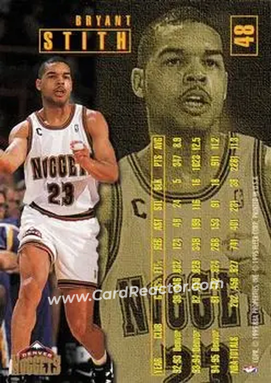 1995-96 Fleer #48 - Bryant Stith - Denver Nuggets - Back