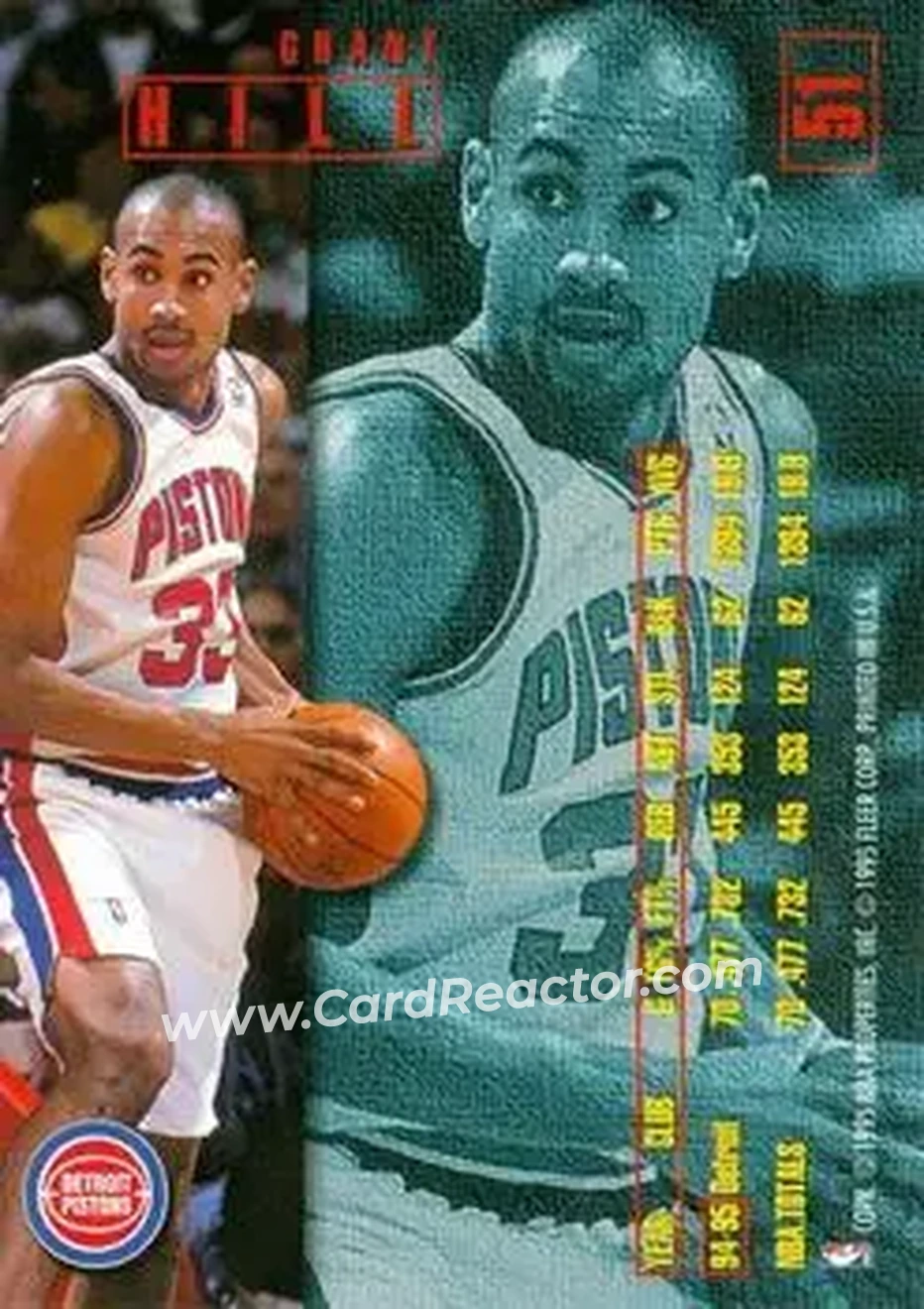 1995-96 Fleer #51 - Grant Hill - Detroit Pistons - Back