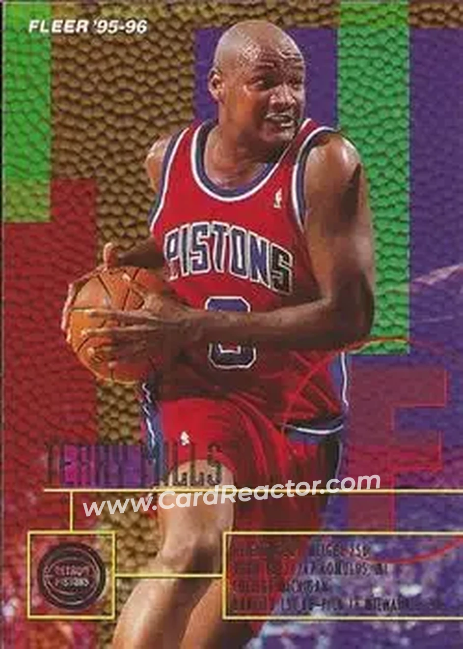 1995-96 Fleer #55 - Terry Mills - Detroit Pistons - Front