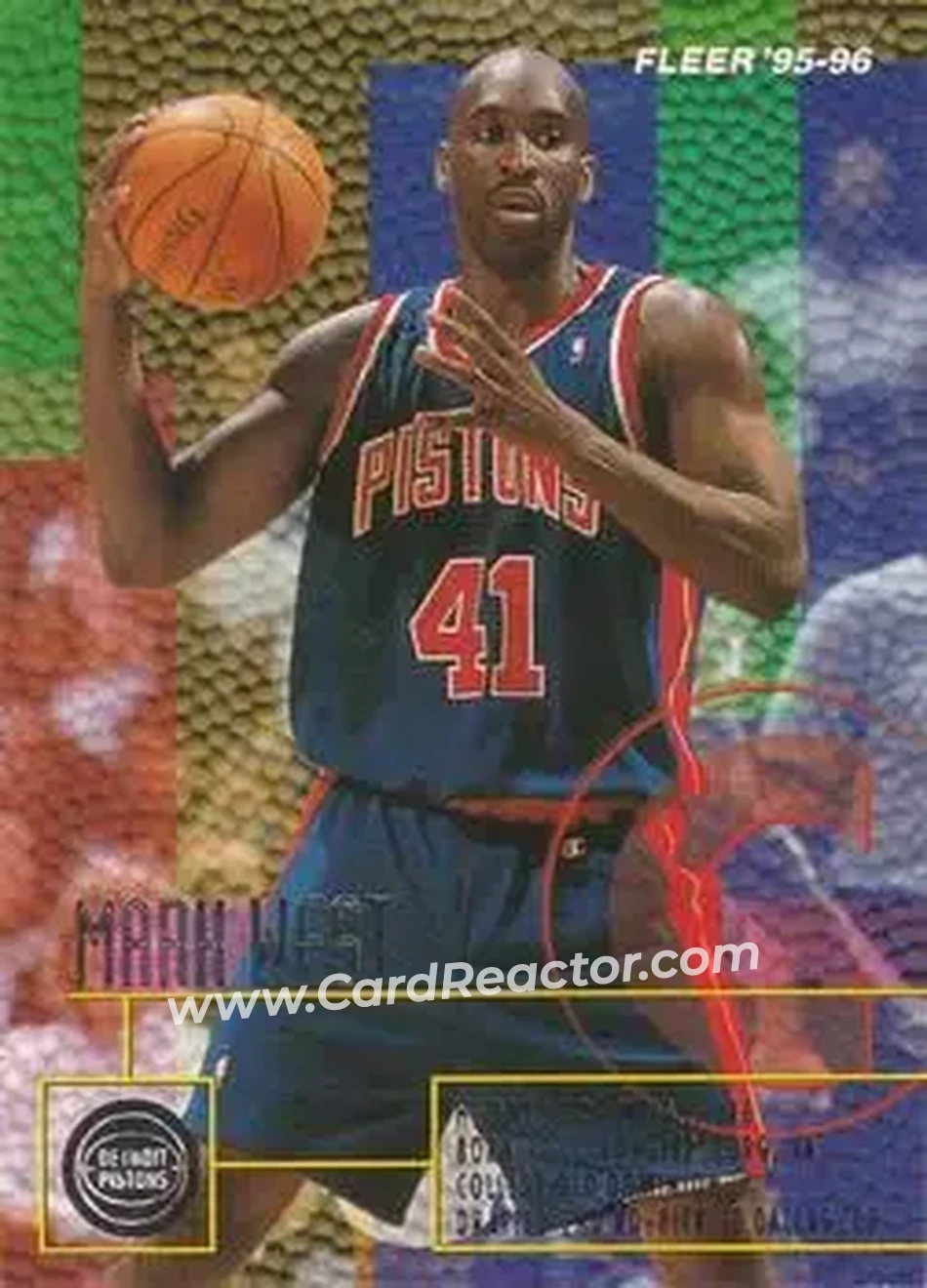 1995-96 Fleer #56 - Mark West - Detroit Pistons - Front