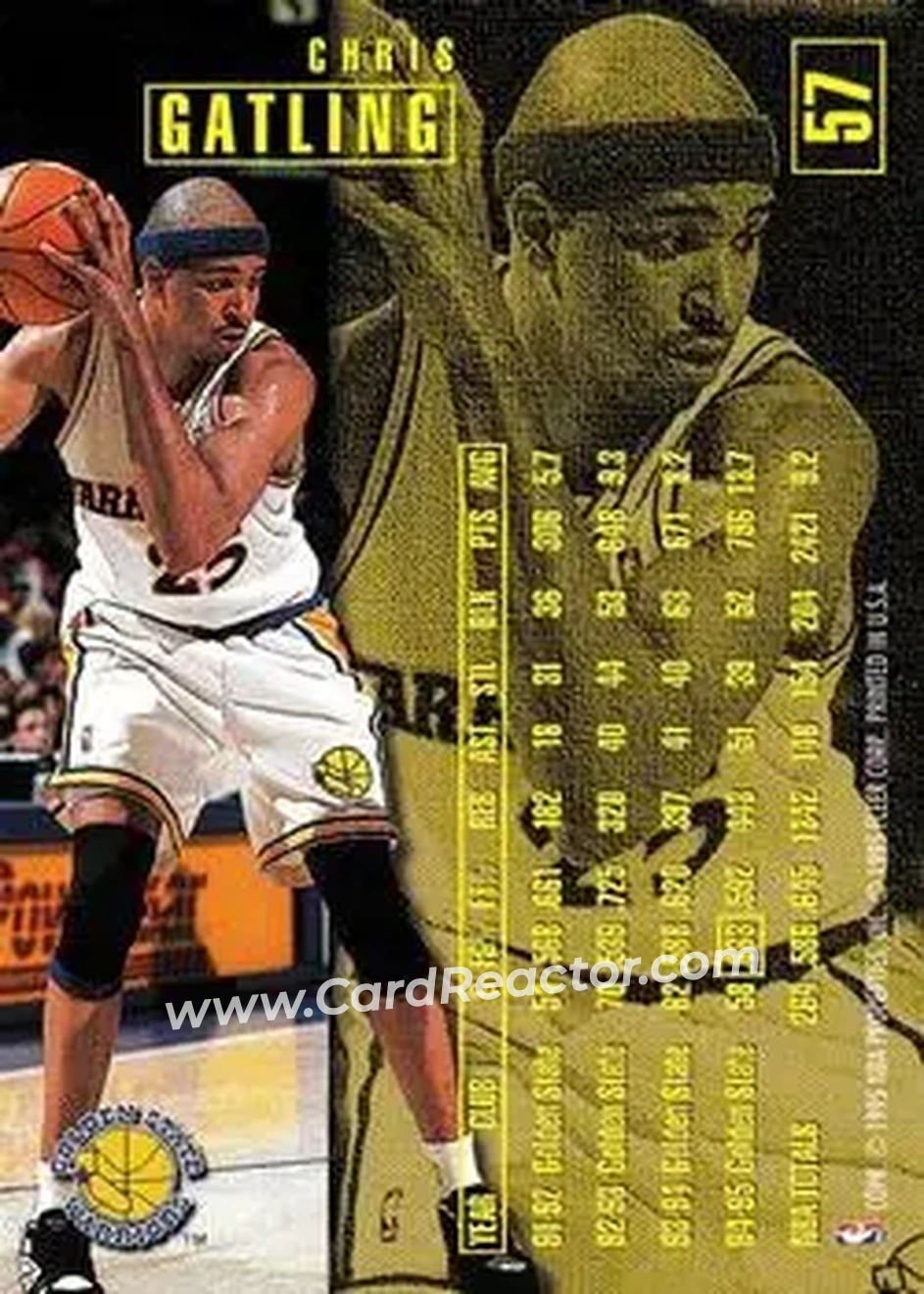 1995-96 Fleer #57 - Chris Gatling - Golden State Warriors - Back