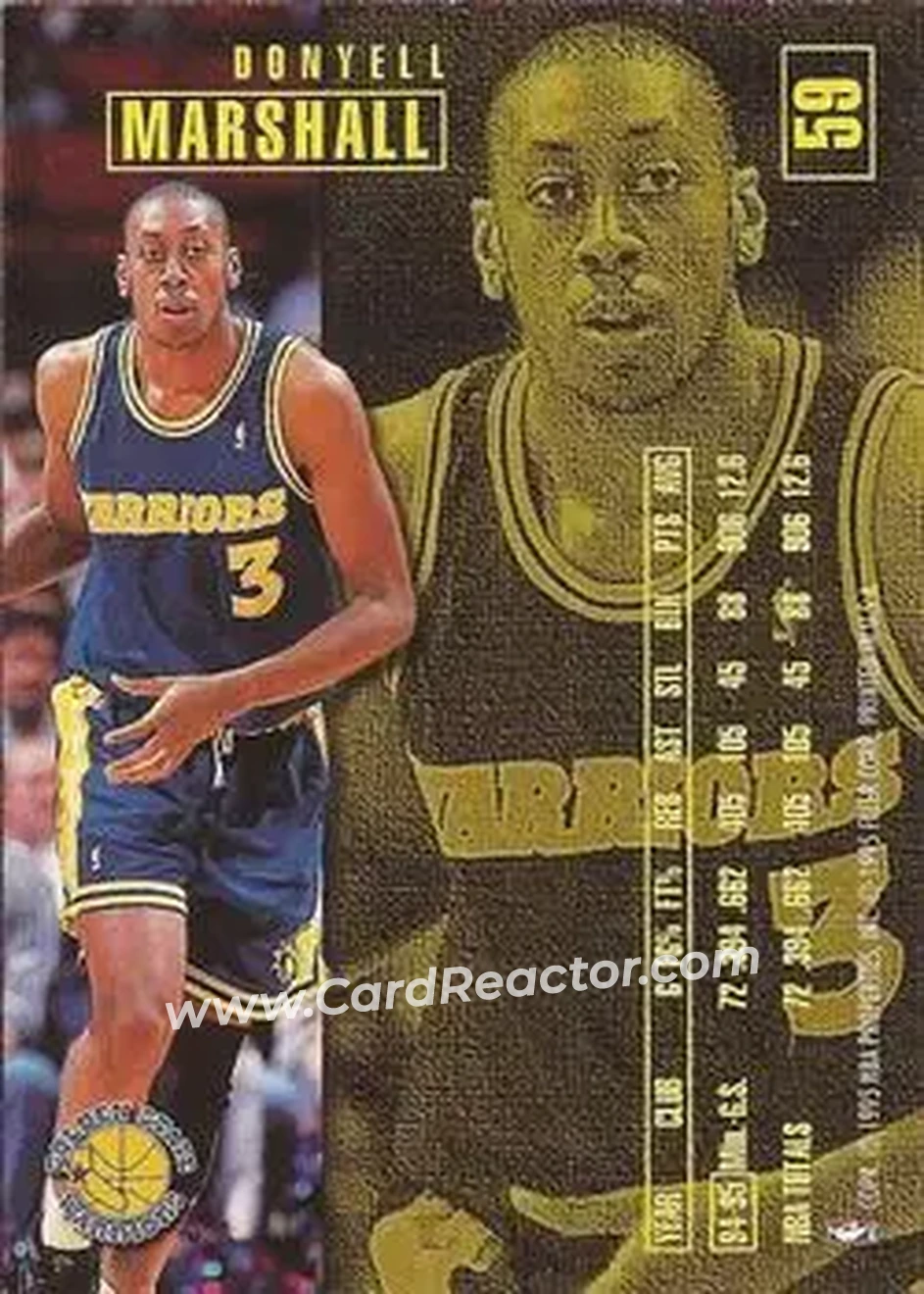 1995-96 Fleer #59 - Donyell Marshall - Golden State Warriors - Back