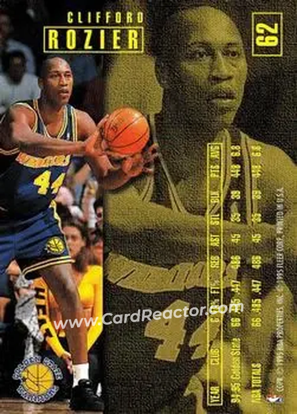 1995-96 Fleer #62 - Clifford Rozier - Golden State Warriors - Back