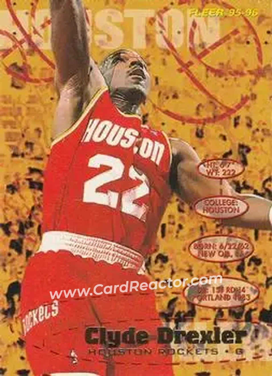 1995-96 Fleer #66 - Clyde Drexler - Houston Rockets - Front