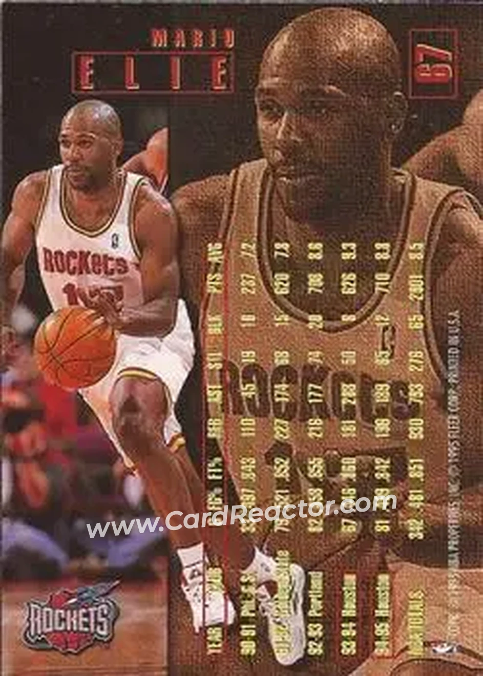 1995-96 Fleer #67 - Mario Elie - Houston Rockets - Back