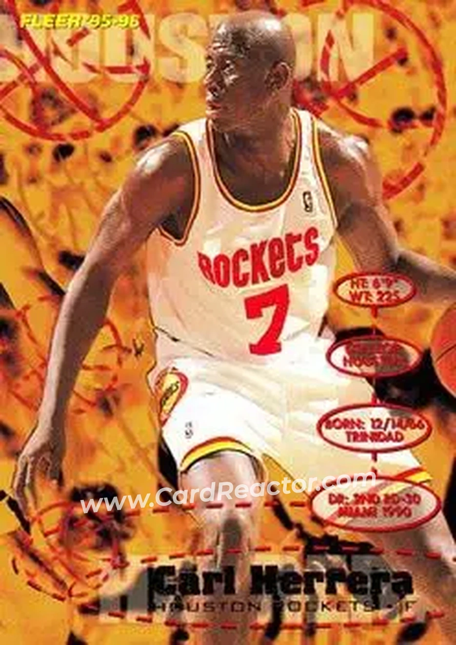 1995-96 Fleer #68 - Carl Herrera - Houston Rockets - Front 1995-96 Fleer #68 - Carl Herrera - Houston Rockets - Front