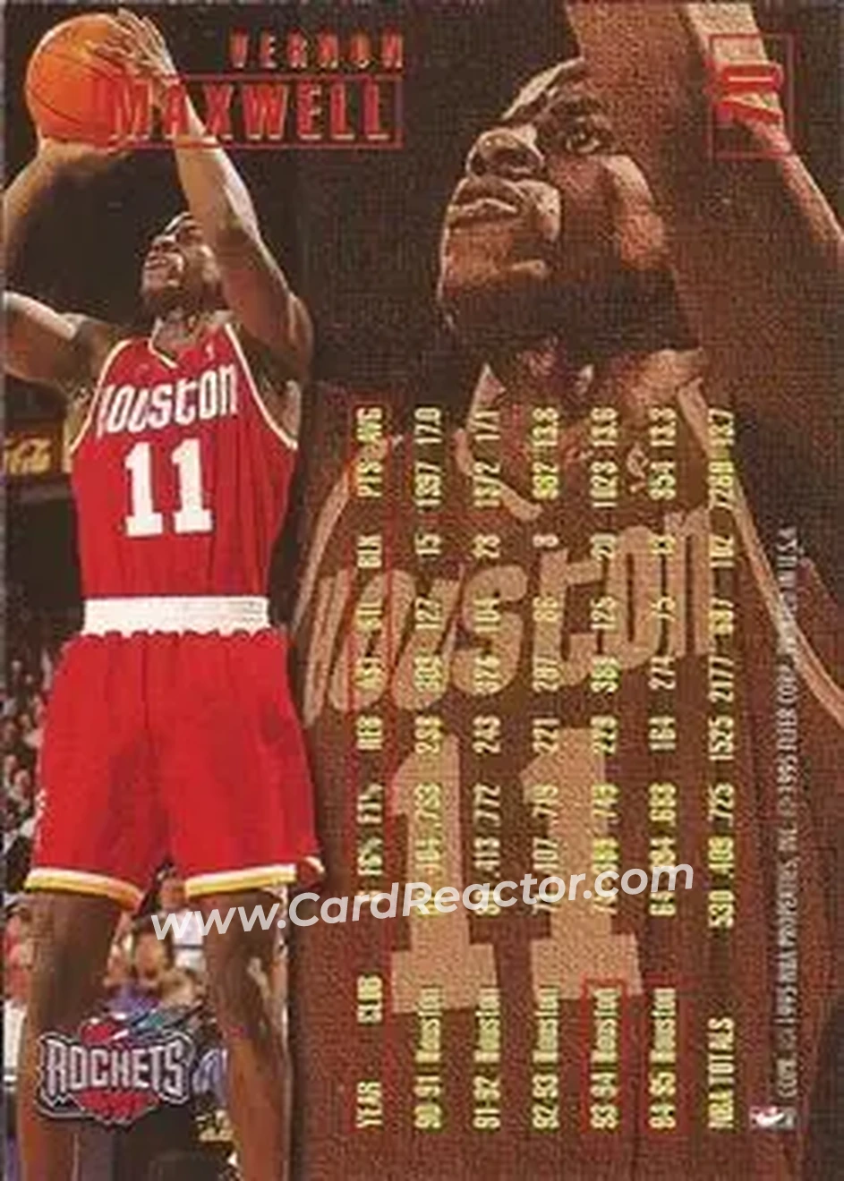 1995-96 Fleer #70 - Vernon Maxwell - Houston Rockets - Back