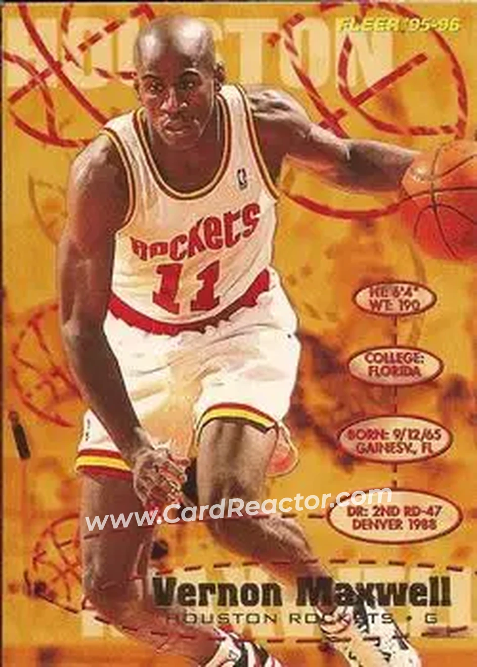 1995-96 Fleer #70 - Vernon Maxwell - Houston Rockets - Front