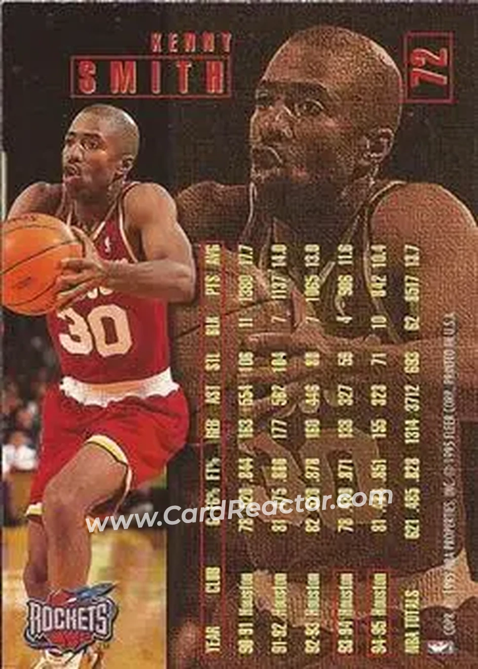 1995-96 Fleer #72 - Kenny Smith - Houston Rockets - Back