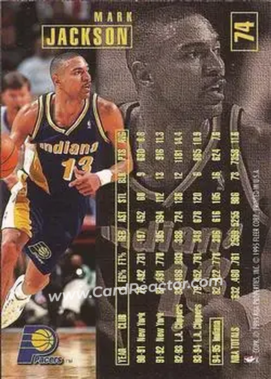 1995-96 Fleer #74 - Mark Jackson - Indiana Pacers - Back