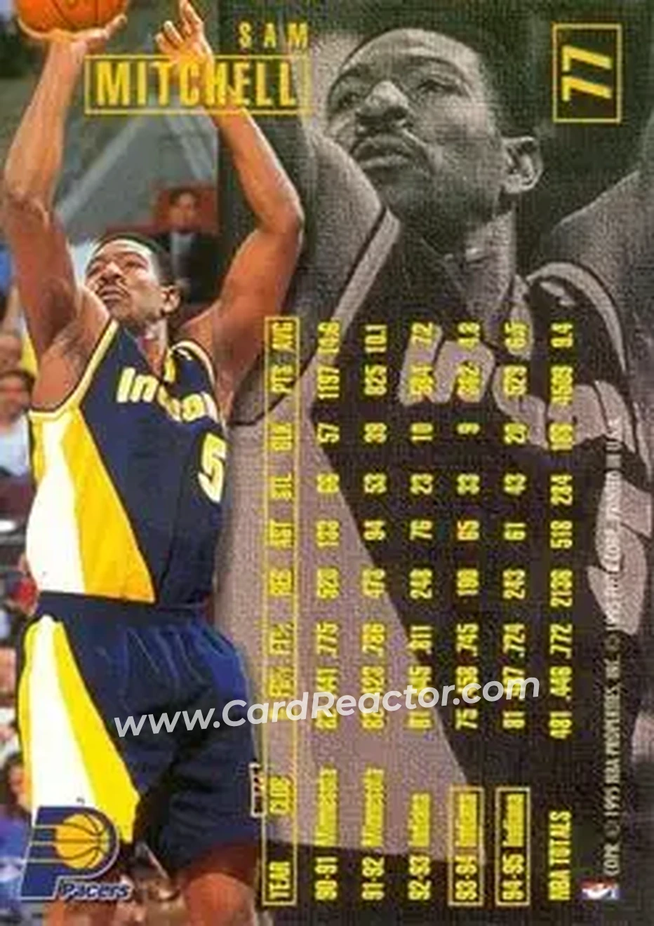 1995-96 Fleer #77 - Sam Mitchell - Indiana Pacers - Back