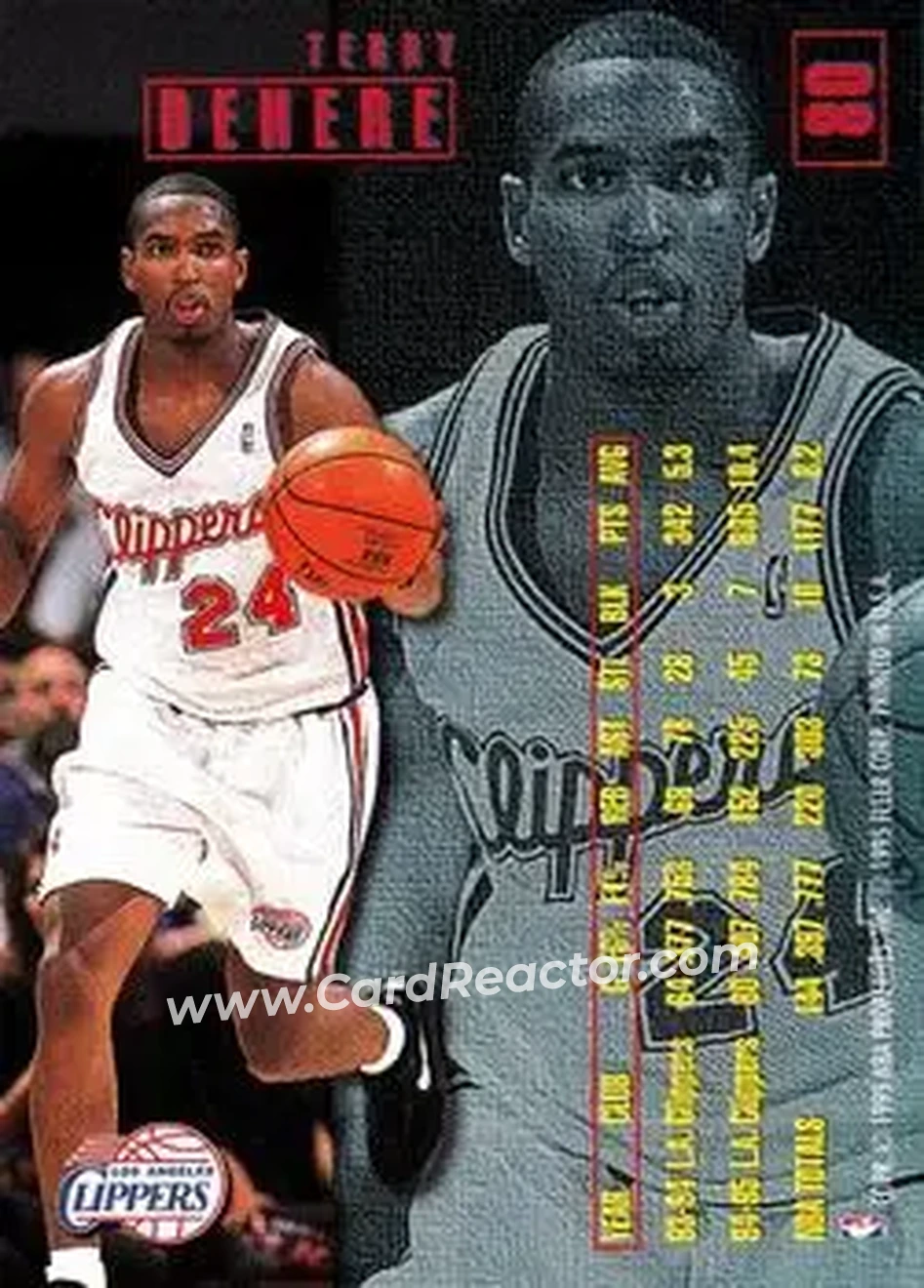 1995-96 Fleer #80 - Terry Dehere - Los Angeles Clippers - Back