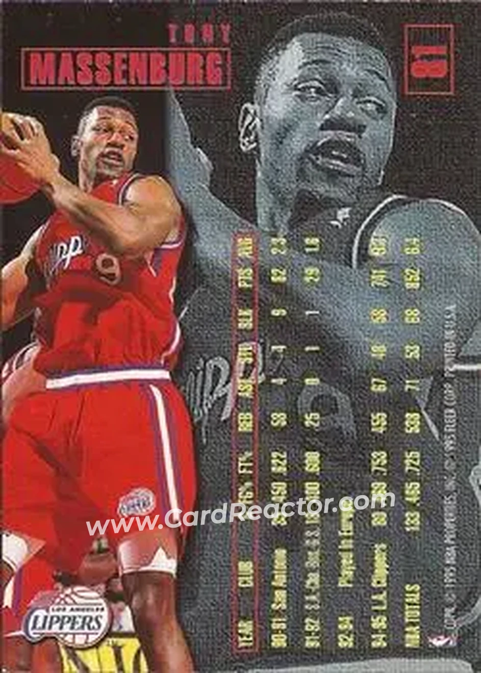 1995-96 Fleer #81 - Tony Massenburg - Los Angeles Clippers - Back