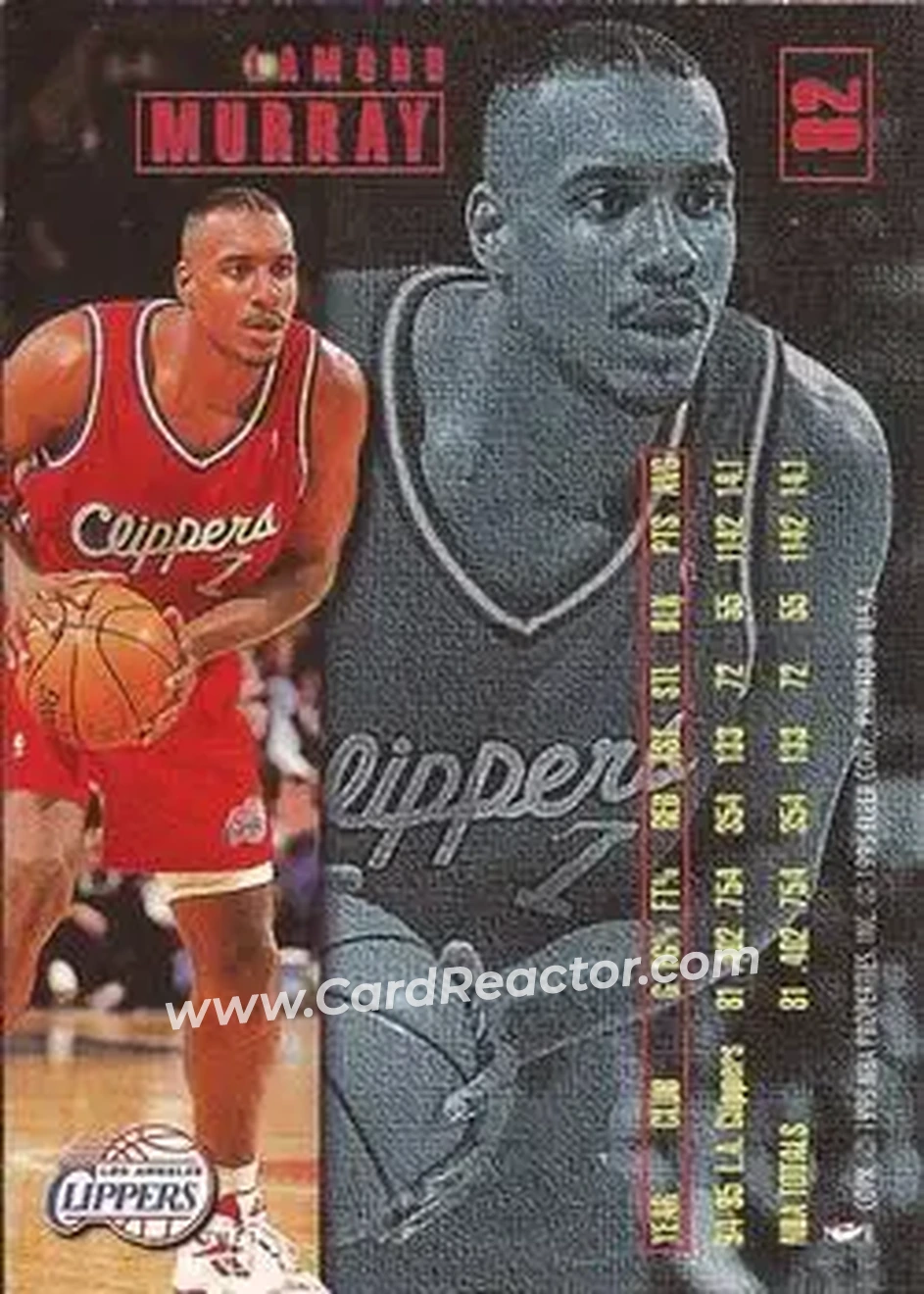 1995-96 Fleer #82 - Lamond Murray - Los Angeles Clippers - Back