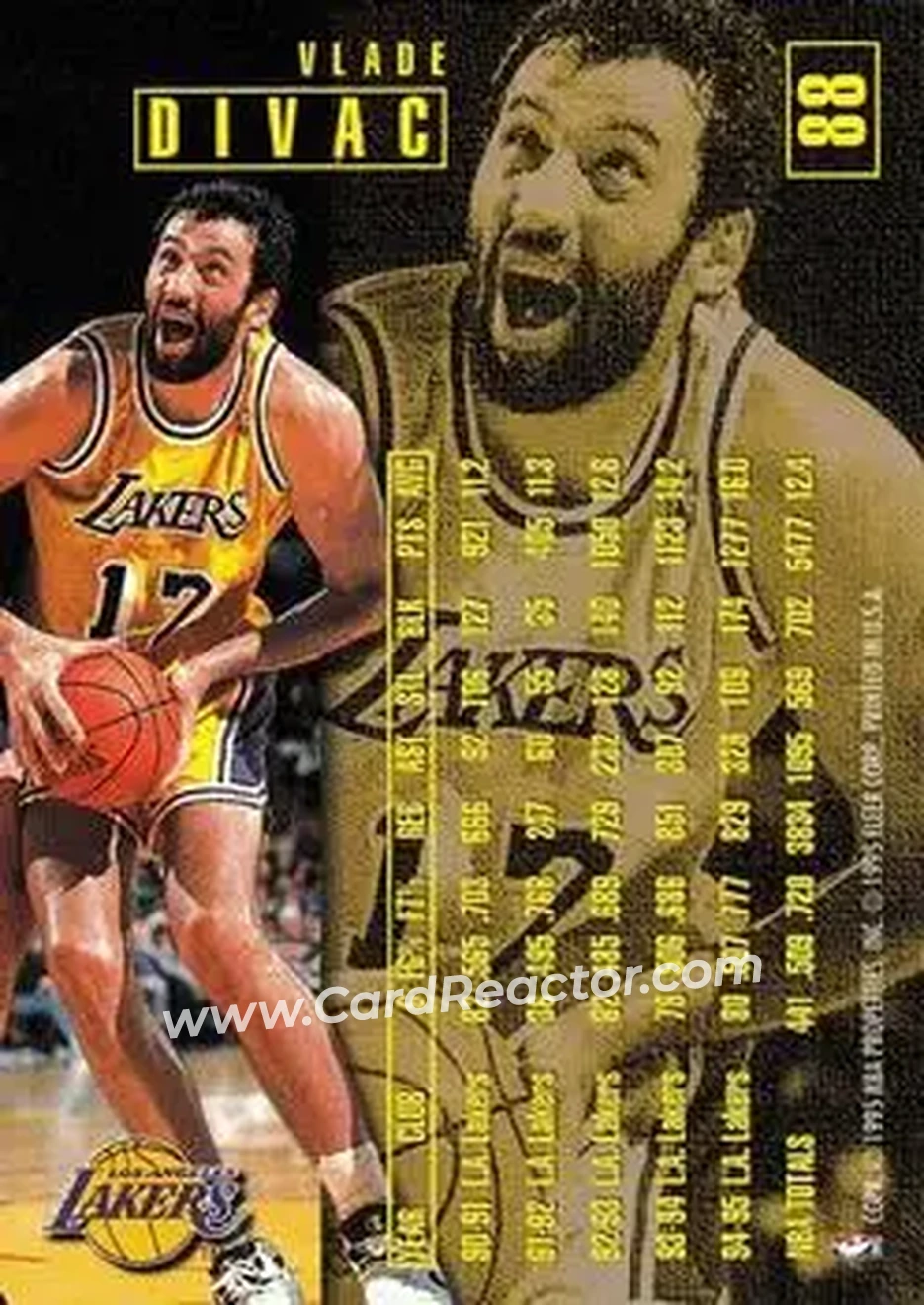 1995-96 Fleer #88 - Vlade Divac - Los Angeles Lakers - Back